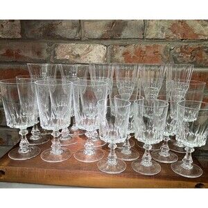 20 Piece Lot Vintage Crystal Stemware - Cristal d'Arque - no chips or cracks